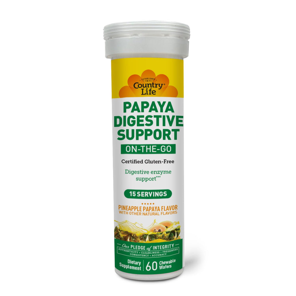 Country Life wafers showcase pineapple-papaya flavor and enzyme blend.
