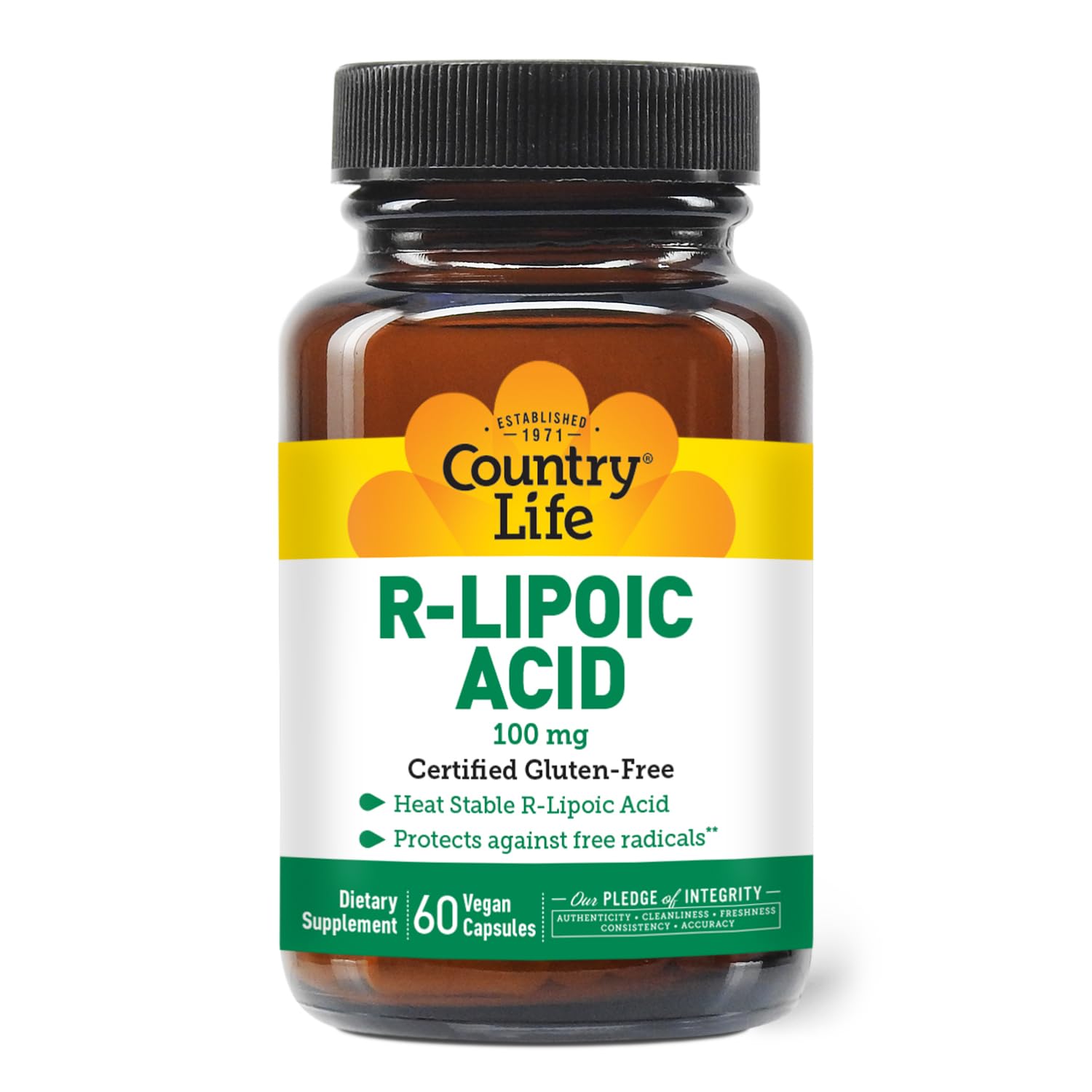 Country Life R-Alpha Lipoic Acid Complex 300mg bottle front showing label for antioxidant support