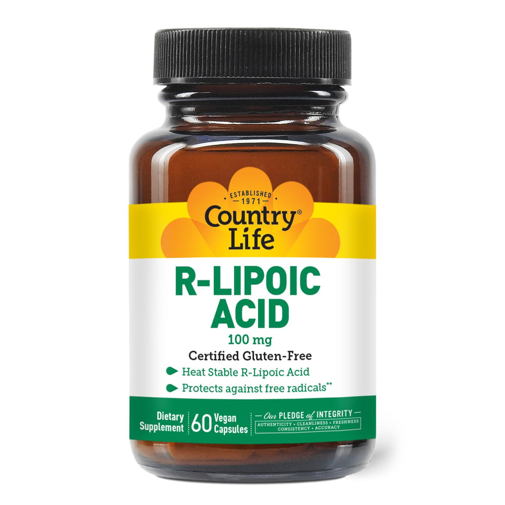 Country Life R-Alpha Lipoic Acid Complex 300mg bottle front showing label for antioxidant support