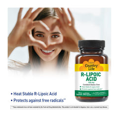 Country Life bottle label highlights 270mg ALA and 30mg RLA content
