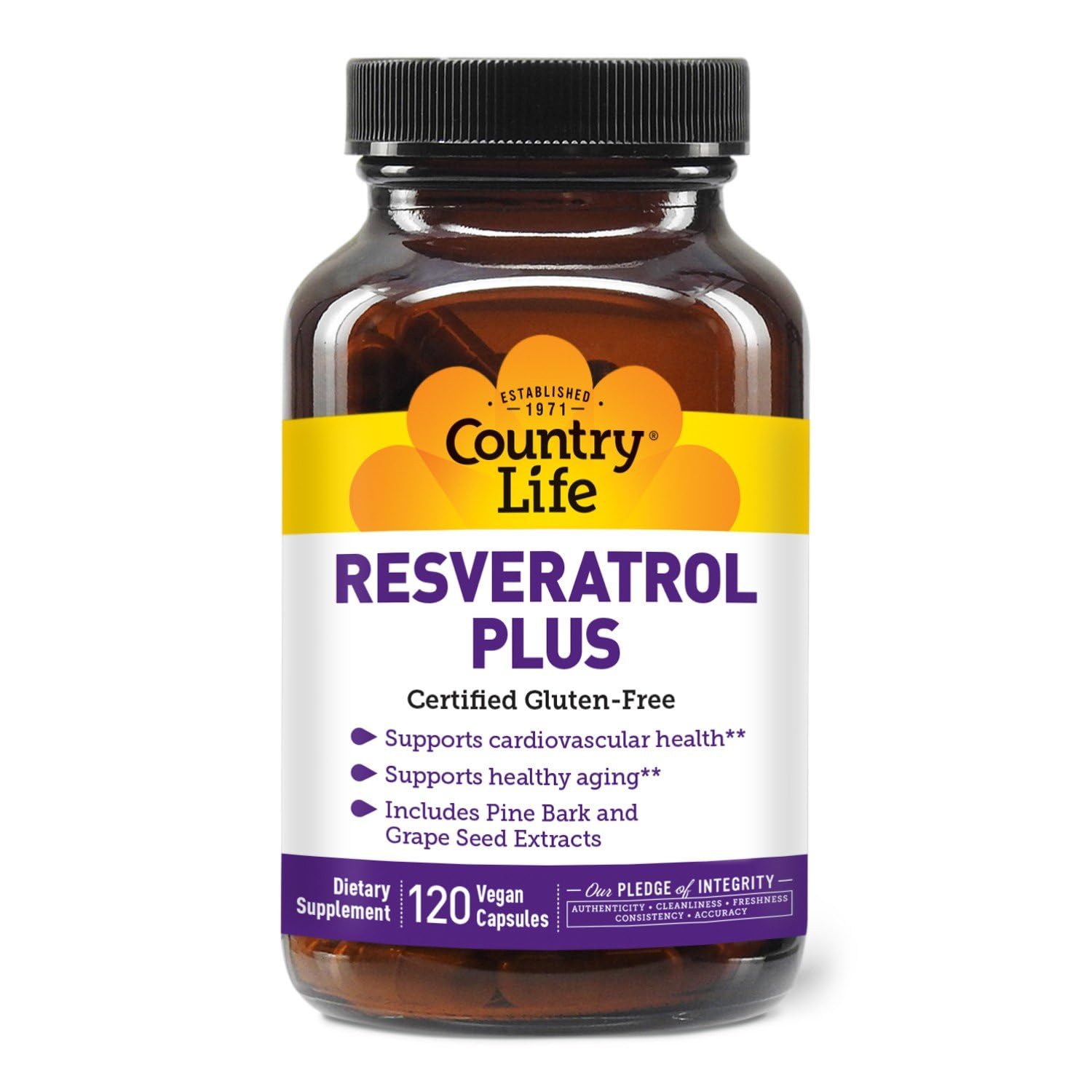 Country Life Resveratrol Plus bottle for daily antioxidant support.