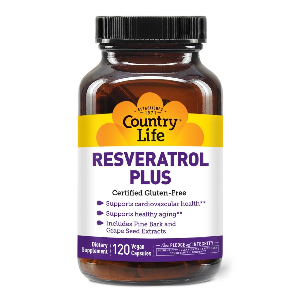 Country Life Resveratrol Plus bottle for daily antioxidant support.