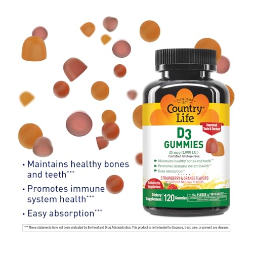 Country Life D3 Gummies being poured for easy daily supplementation