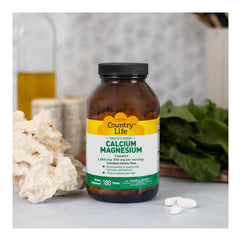 Country Life Target-Mins calcium magnesium complex bottle label highlights key minerals.