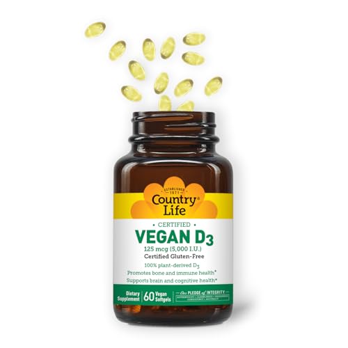 Close-up of Country Life Vegan D3 label highlighting certifications for trust