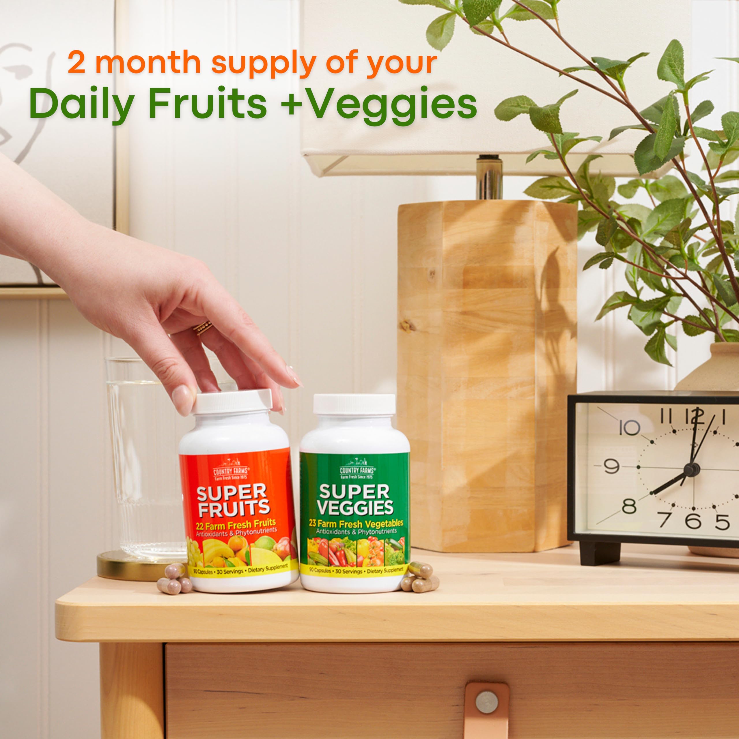 Country Farms bottle pouring capsules for daily health habit