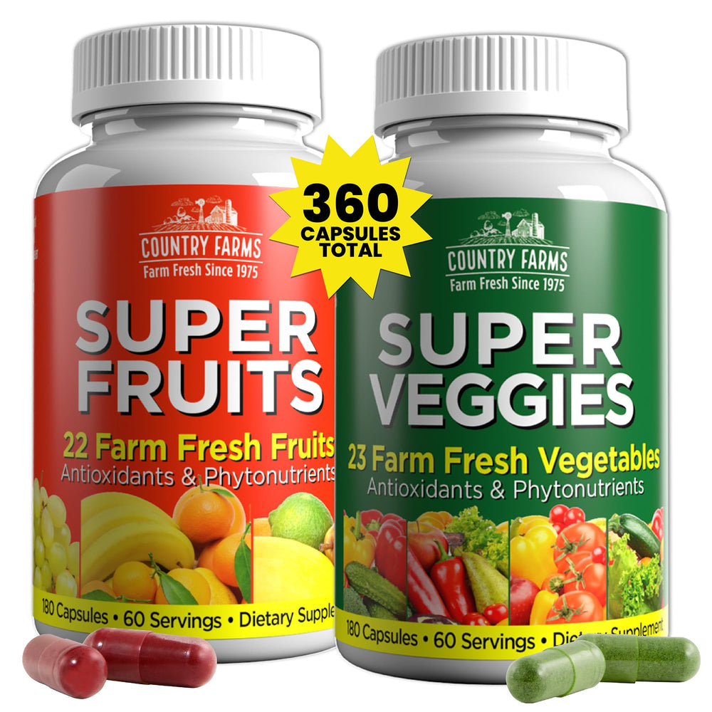 Country Farms Fruits & Veggies bottle with capsules for daily nutrition