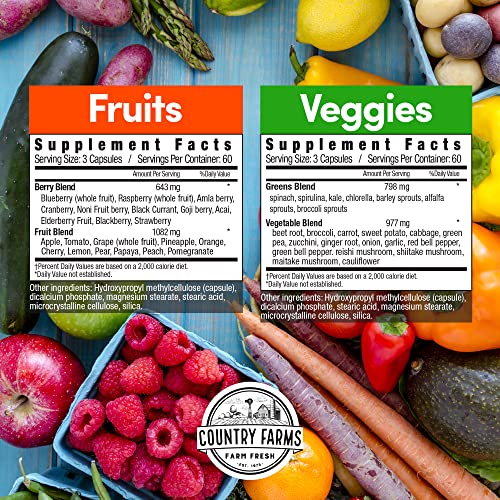 Close-up of Country Farms Fruits & Veggies capsules