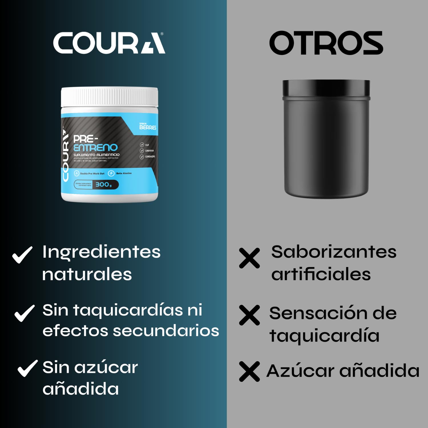 COURA Pre Workout mixing glass with ready berry drink
