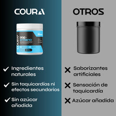 COURA Pre Workout mixing glass with ready berry drink