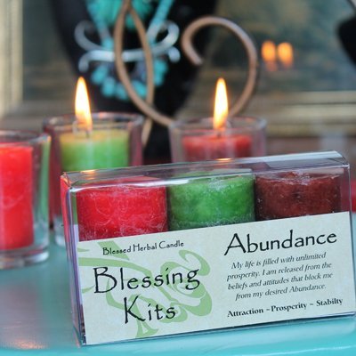 Coventry Creations Blessing Kit Abundance candle with warm glow for focus
