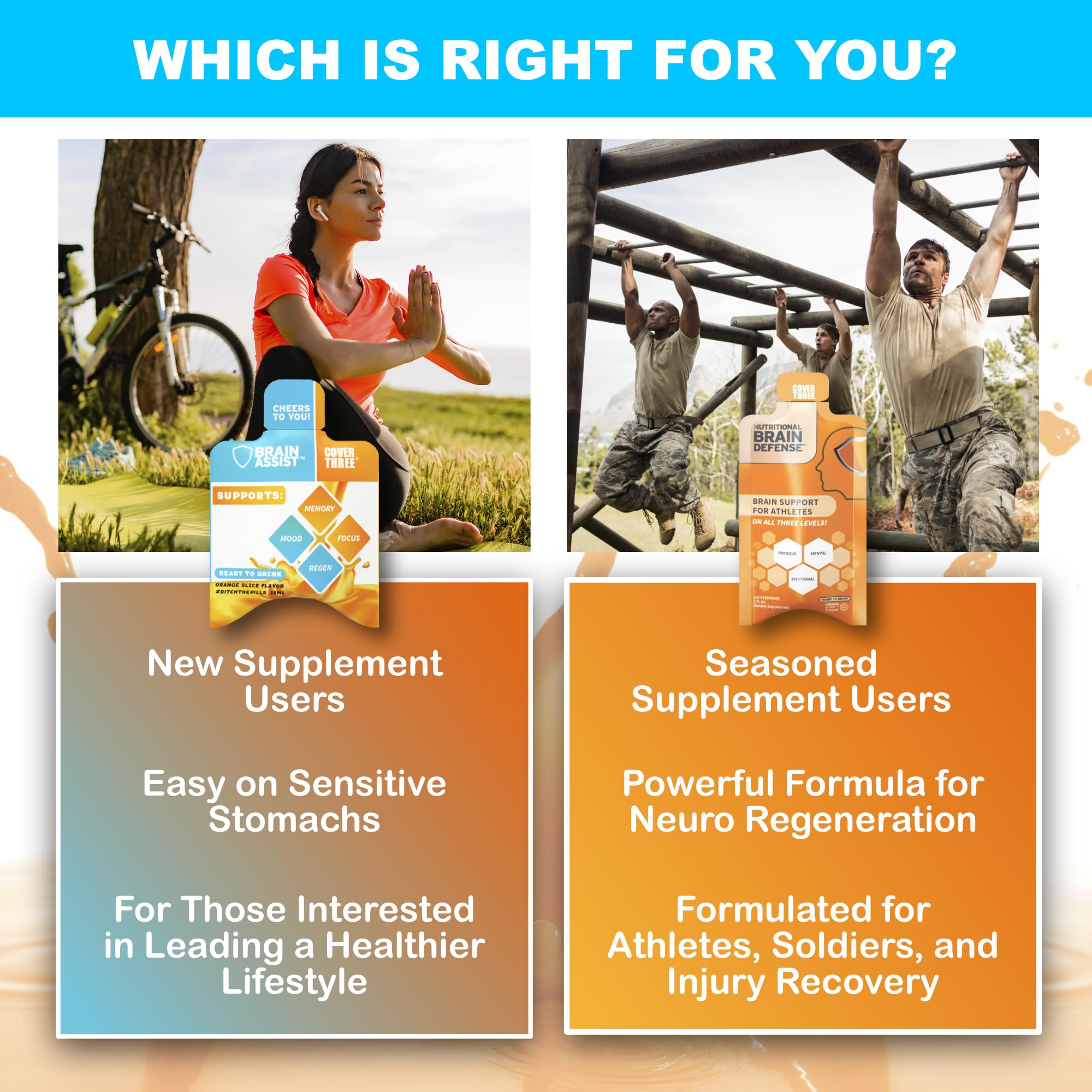 Cover Three Brain Assist professional-use scene suggests doctor-formulated quality.