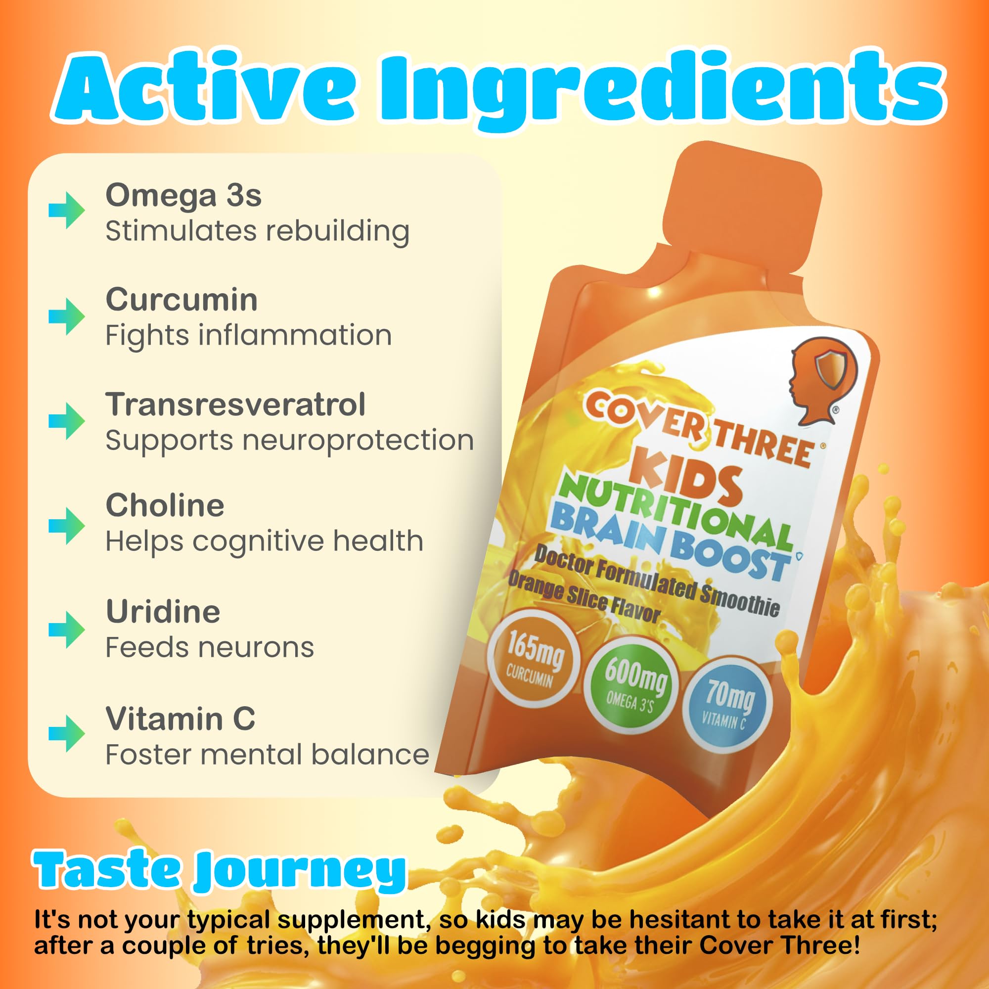 Cover Three mixing into breakfast smoothie demonstrates a tasty daily routine for nutrition.