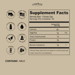 Cowboy Colostrum powder mix in water shows easy blending and smooth texture with no clumping