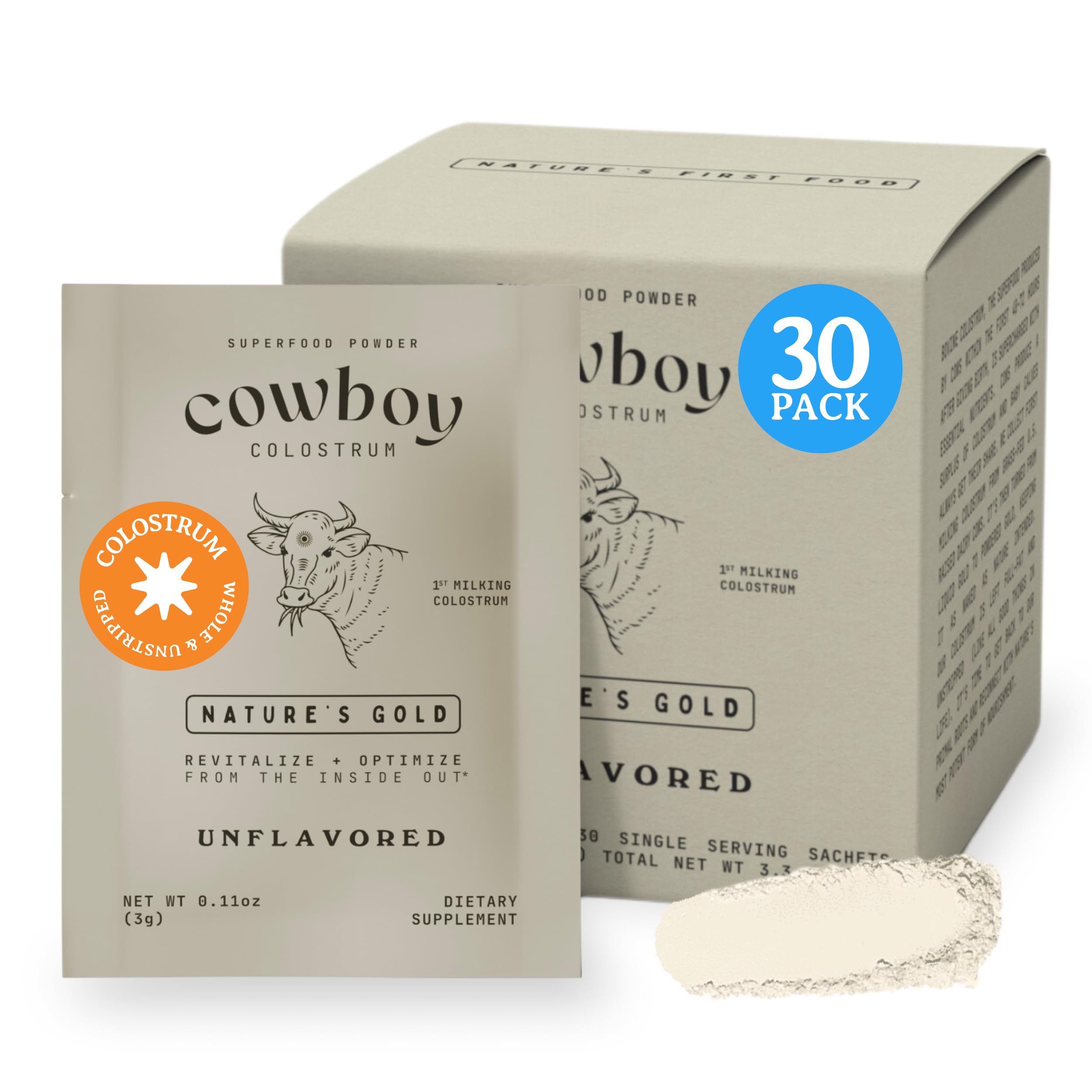 Cowboy Colostrum travel pack front view for on-the-go support