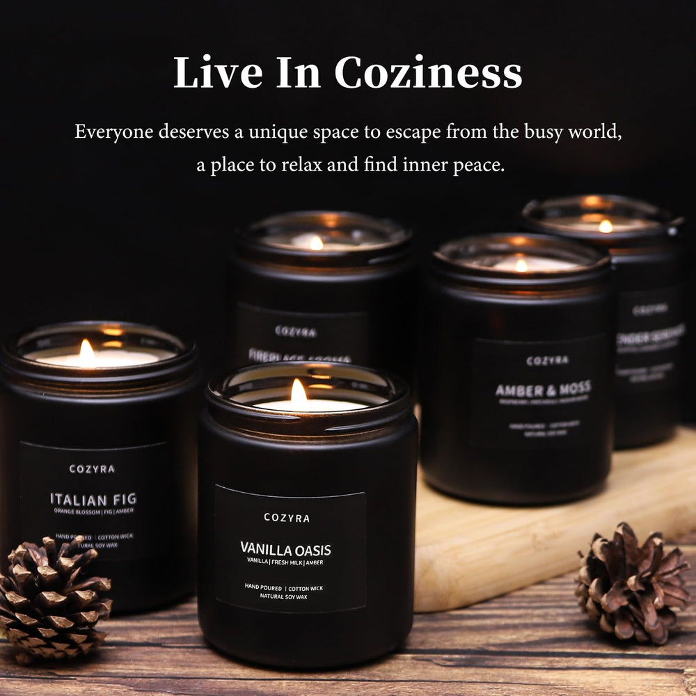 COZYRA black-jar packaging candle enhances gifting with premium design