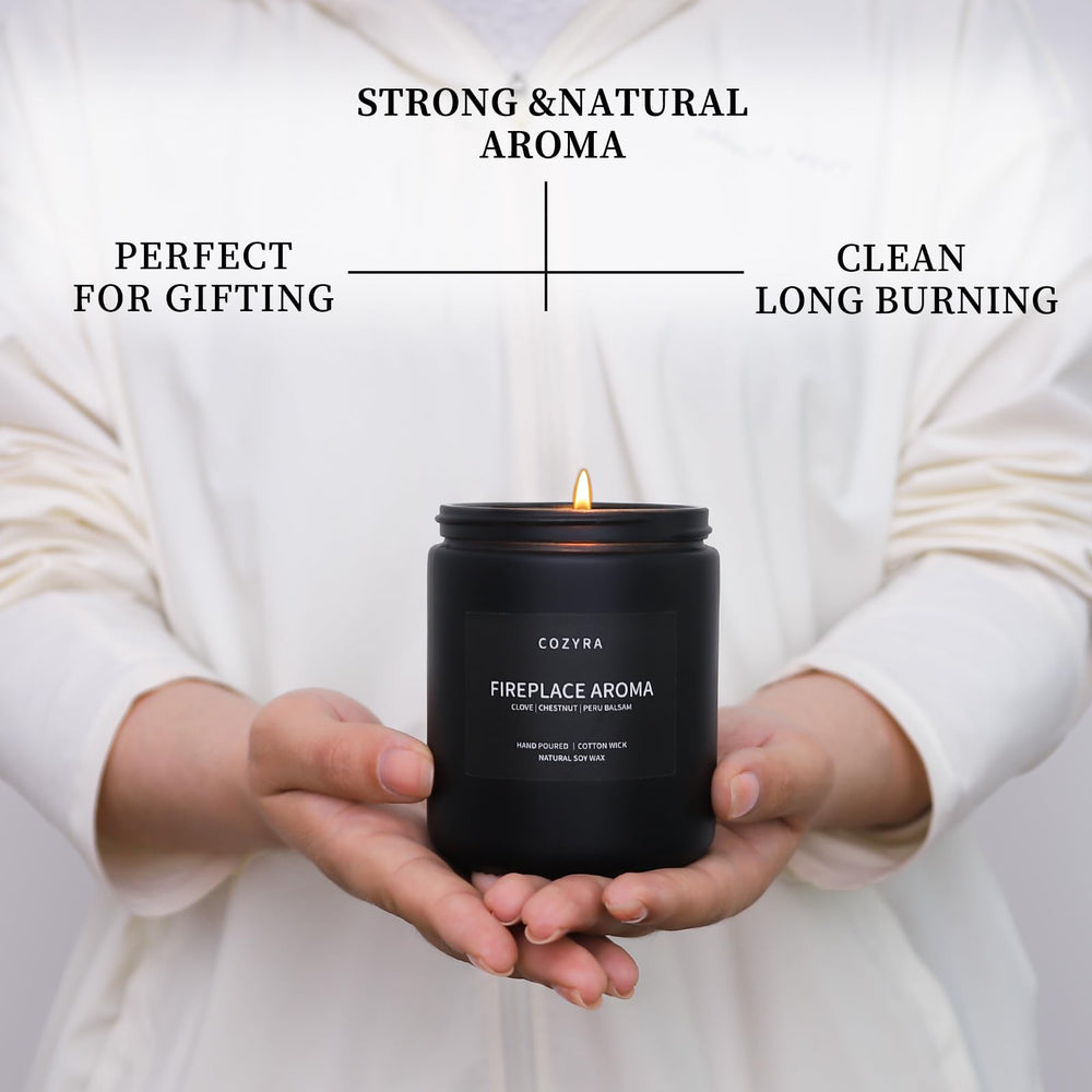 COZYRA lavender-fireplace candle freshens bedrooms with soothing, cozy aroma