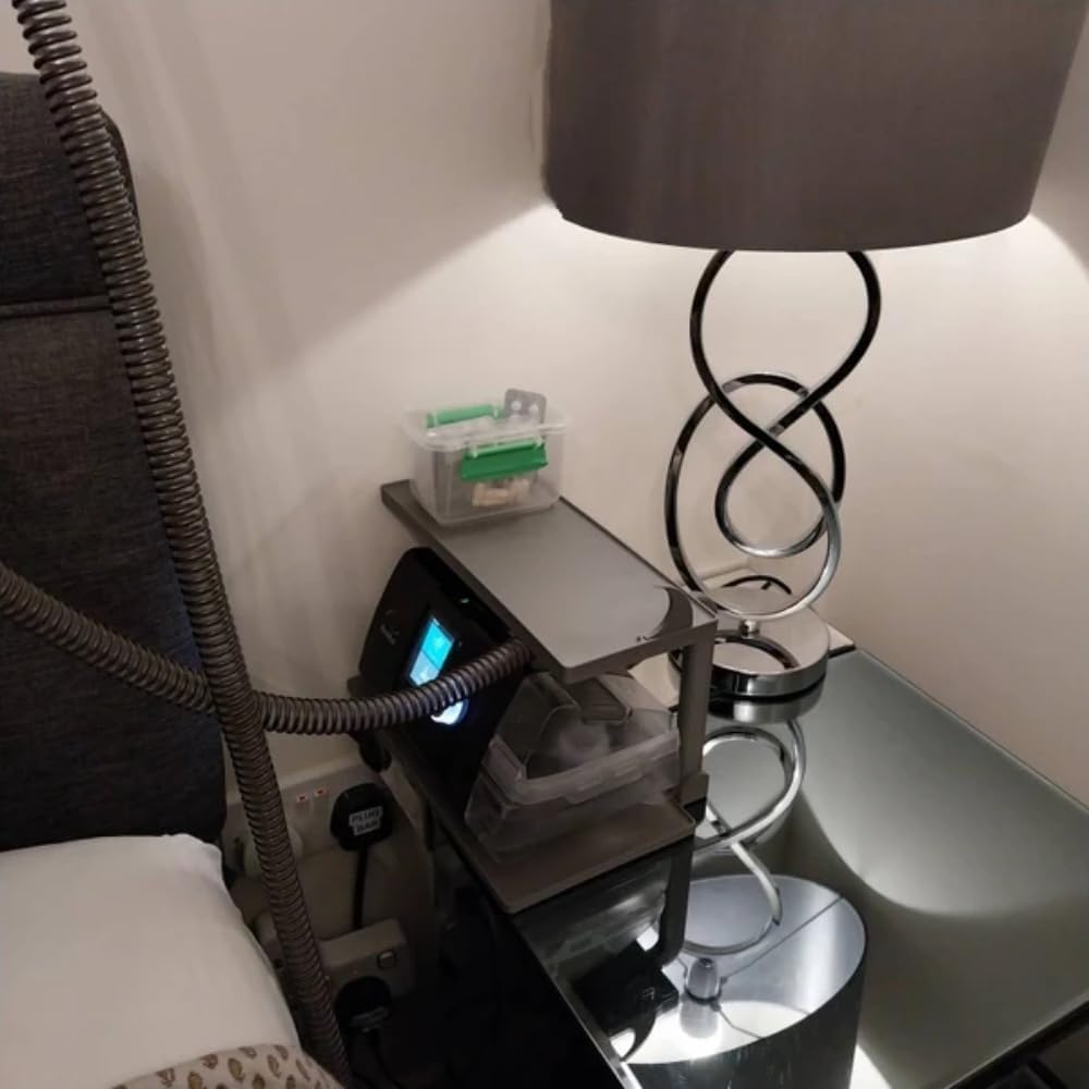 CPAP bedside shelf tool-free setup allows fast installation.