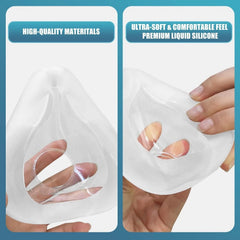 Full nose-and-mouth coverage design illustrated on CPAP Vitality cushion