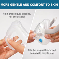 Soft material detail on CPAP Vitality cushion for all-night comfort