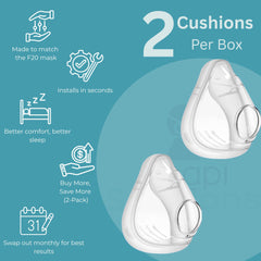 CPAPi Solutions F20 cushion demonstrating a secure seal for reliable nightly therapy