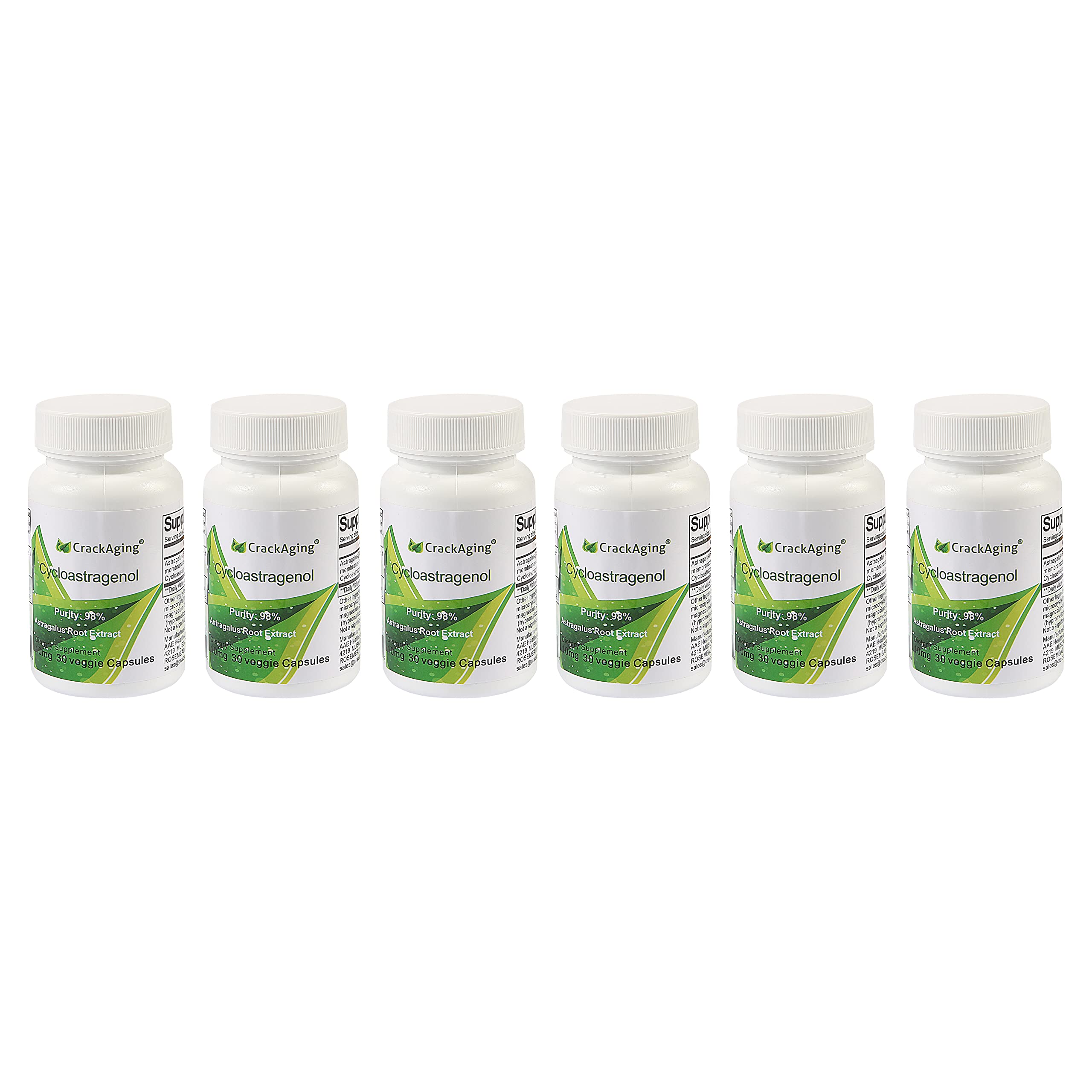 Crackaging Cycloastragenol bottle with 98% purity for enhanced absorption.