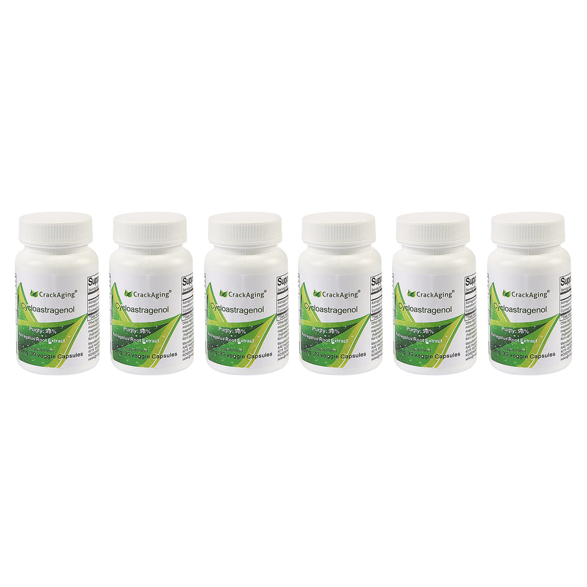 Crackaging Cycloastragenol bottle with 98% purity for enhanced absorption.