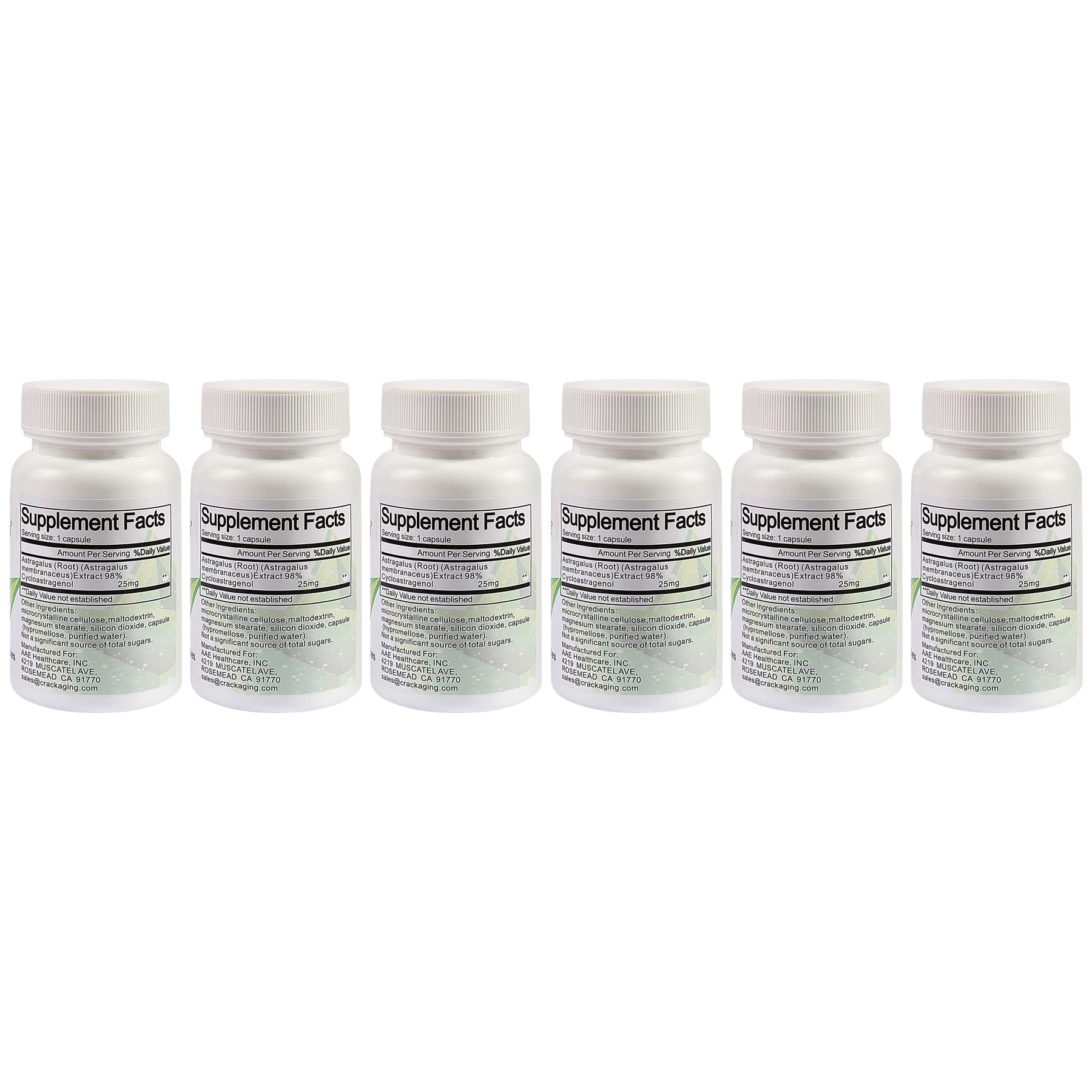 Crackaging Cycloastragenol capsules closeup highlighting high purity and bioavailability