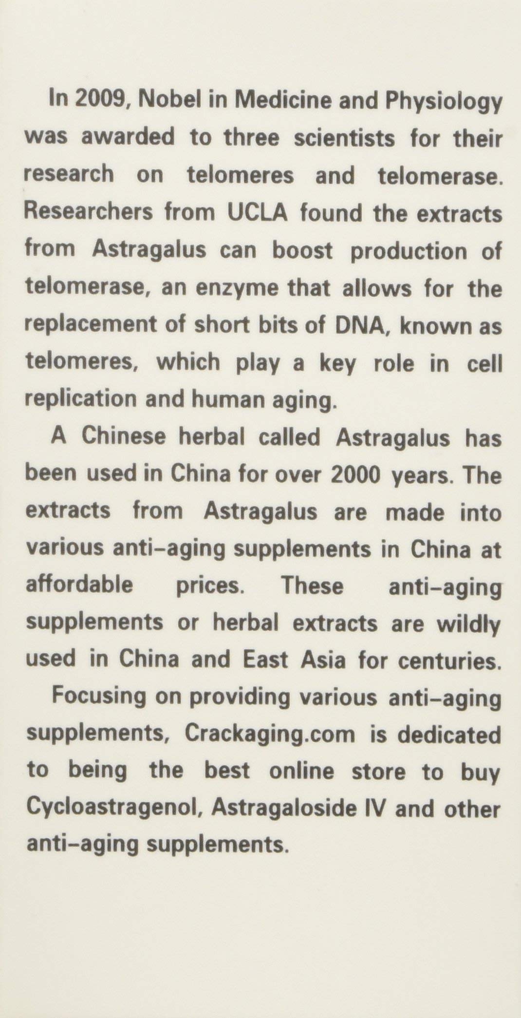 Crackaging Cycloastragenol capsules close-up for dosage and form