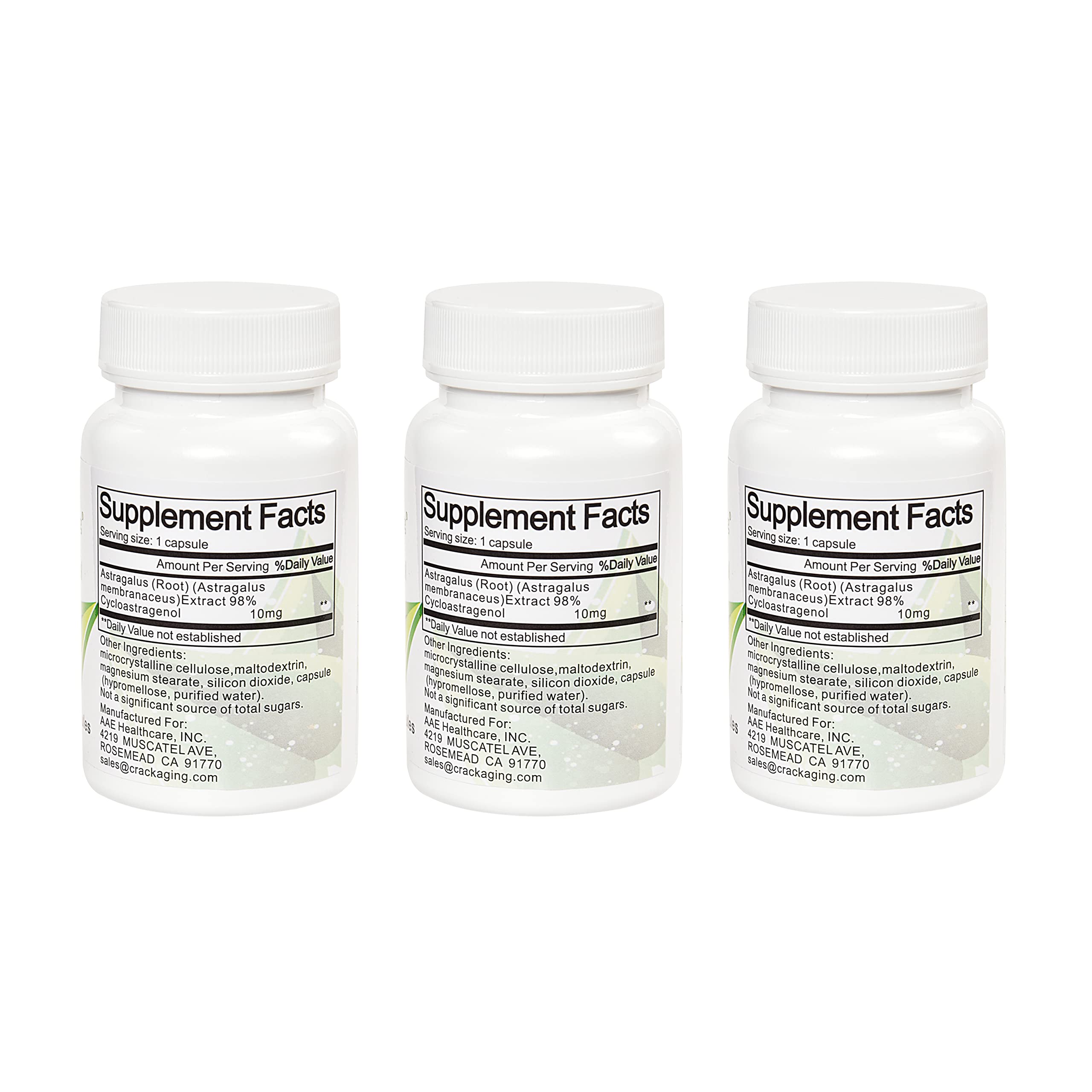 Crackaging Cycloastragenol capsules close-up highlighting purity