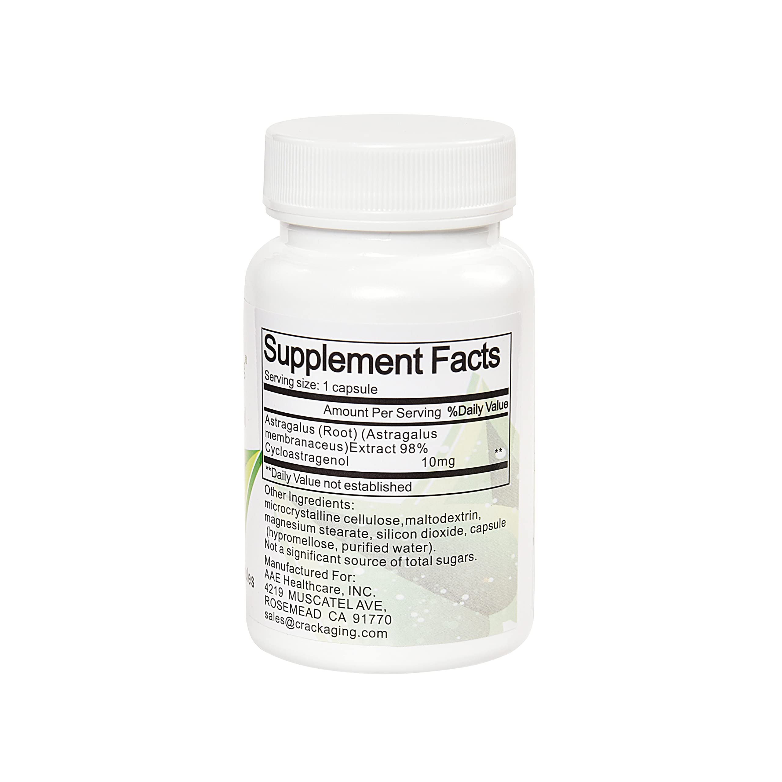 Crackaging Cycloastragenol capsules shown for consistent daily energy.