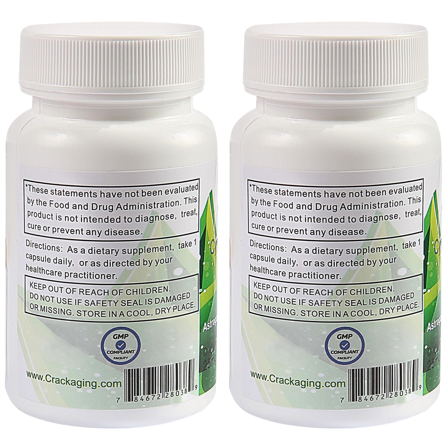 Crackaging Cycloastragenol capsule close-up with 98%+ purity