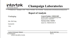 Crackaging third-party lab report image verifying purity and testing standards.