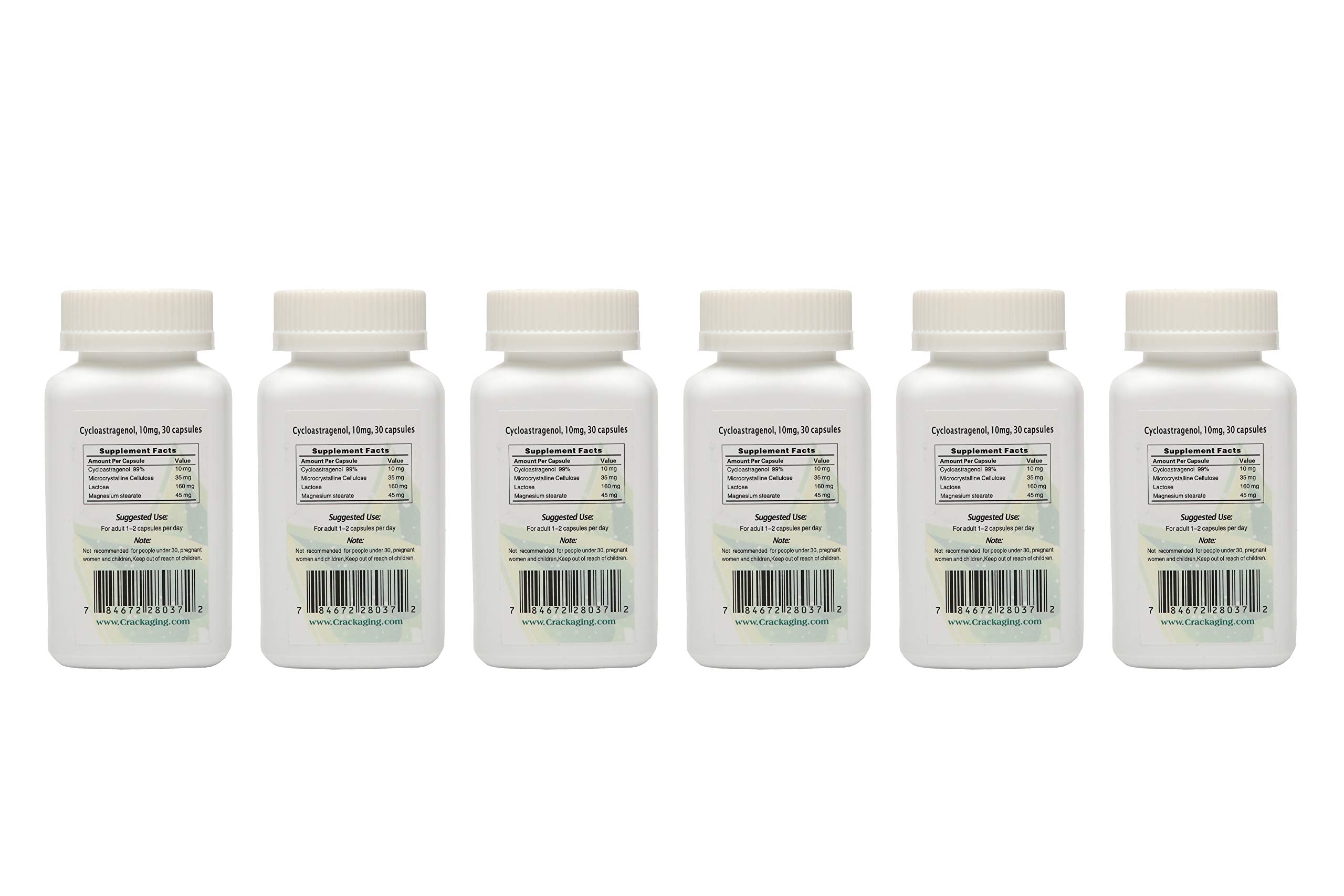 Crackaging veggie capsules with Cycloastragenol highlight natural ingredient profile.