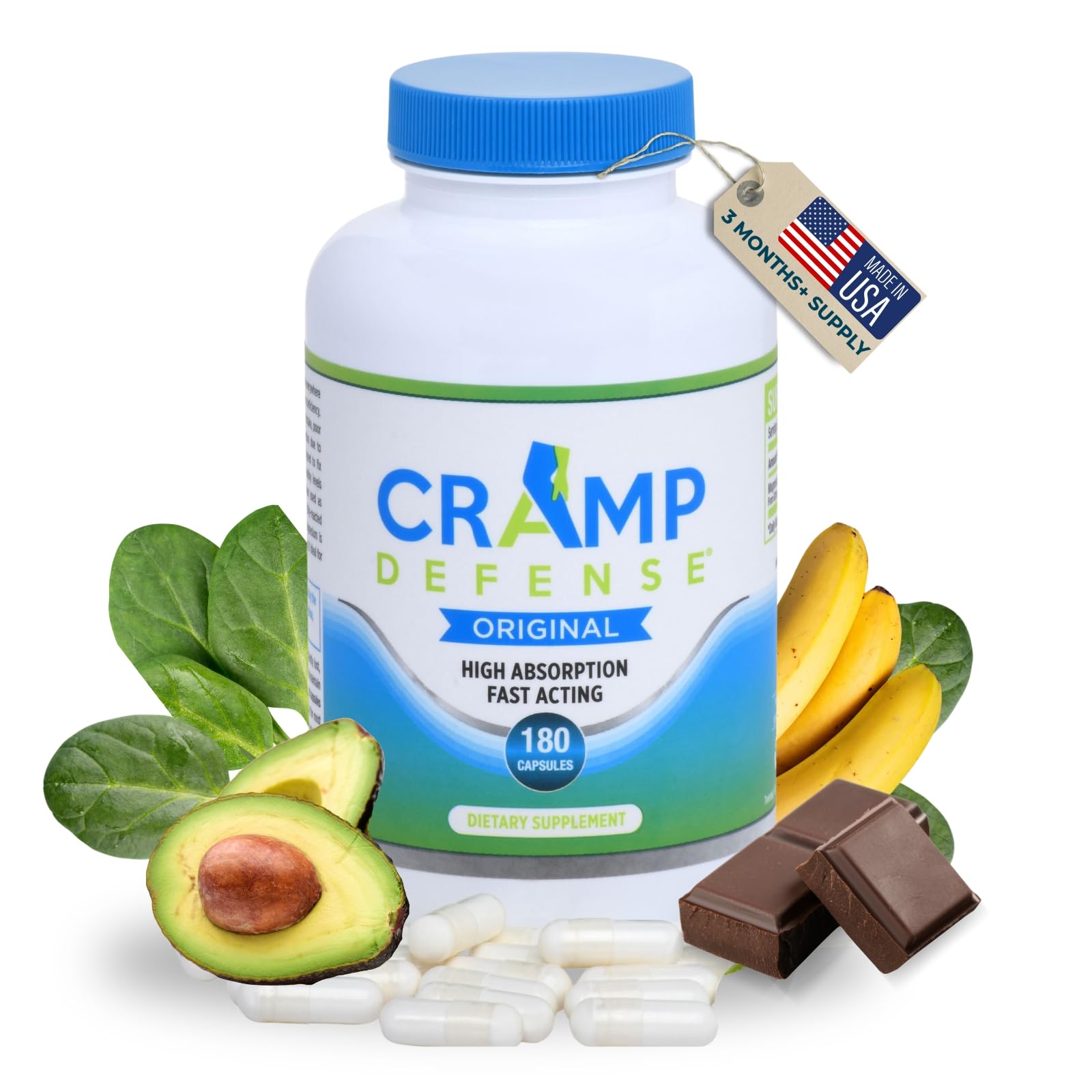 Cramp Defense bottle-front clearly displayed for leg cramps relief on the go