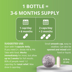 Cramp Defense capsule-size photo indicating easy-to-swallow capsules