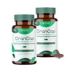 CranCap cranberry pills bottle showing 180 vegan capsules for urinary tract support