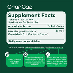 CranCap vegan gluten-free label signals inclusive wellness options.