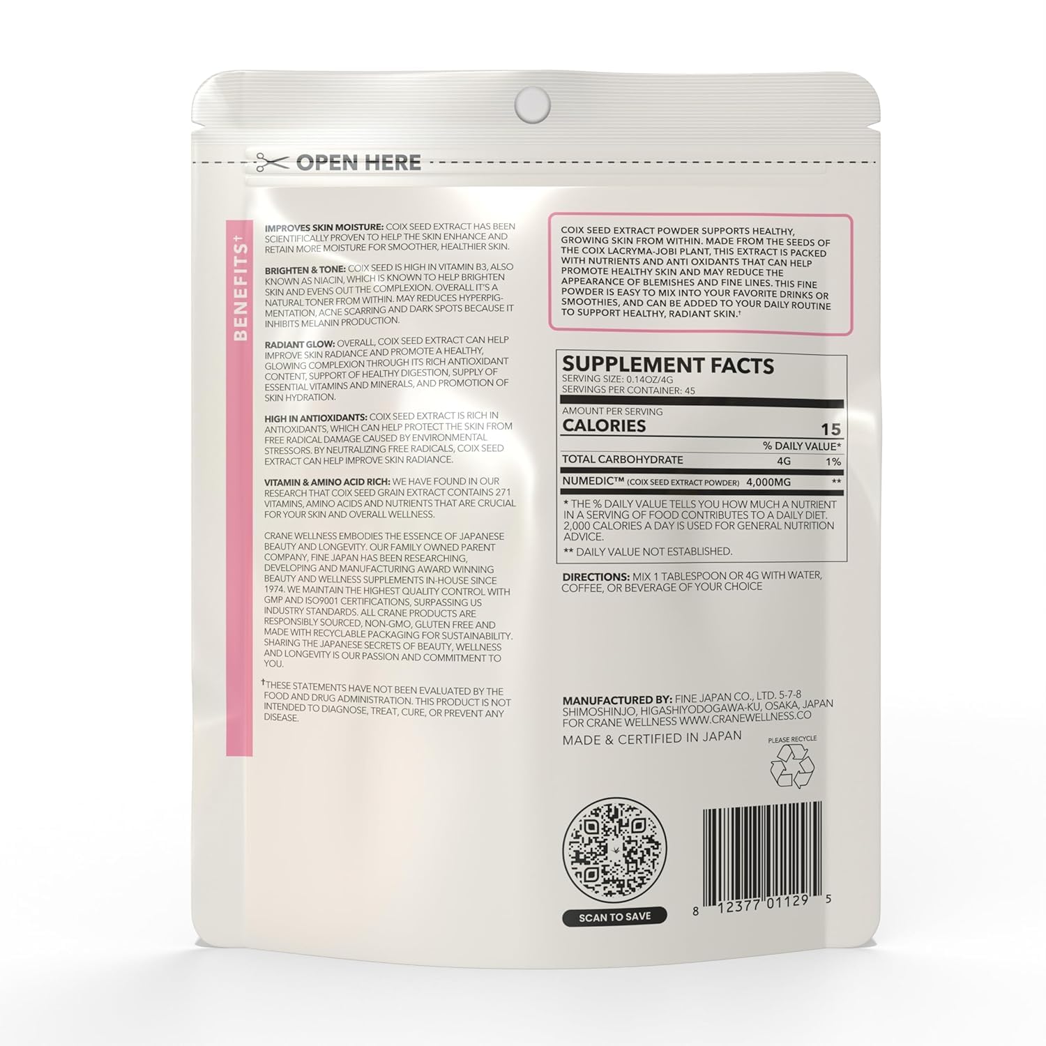 CRANE WELLNESS Tone & Glow label detail highlights natural, vegan formulation
