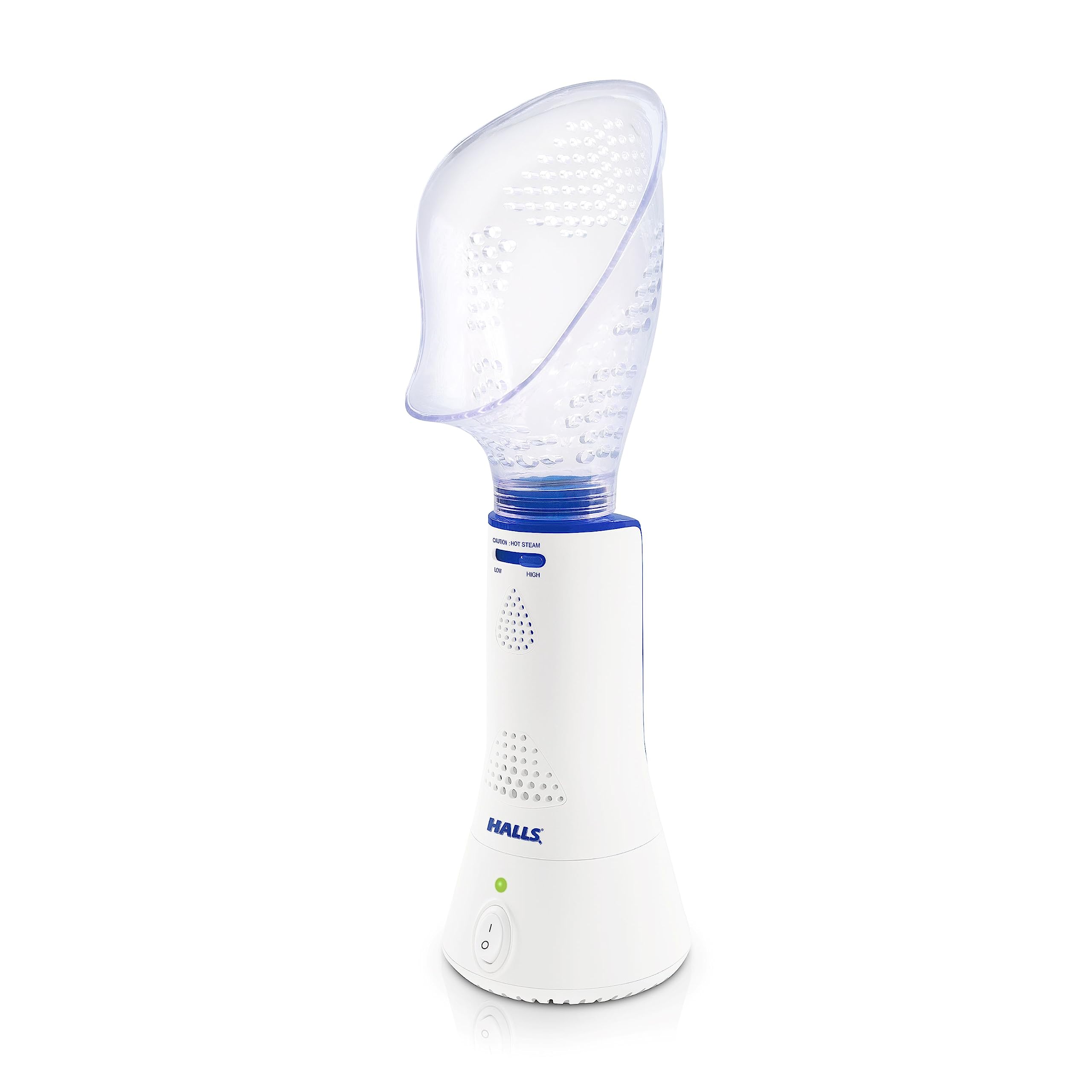 Crane x Halls personal steam inhaler shown for easy congestion relief with compact design.