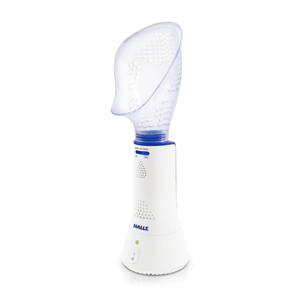 Crane x Halls personal steam inhaler shown for easy congestion relief with compact design.