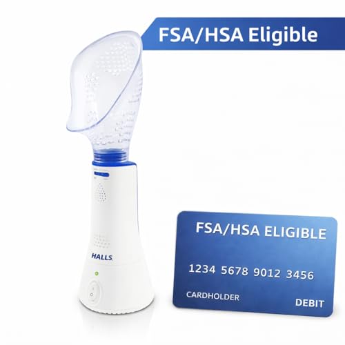 Crane x Halls steam inhaler with mask ready for targeted nasal relief.