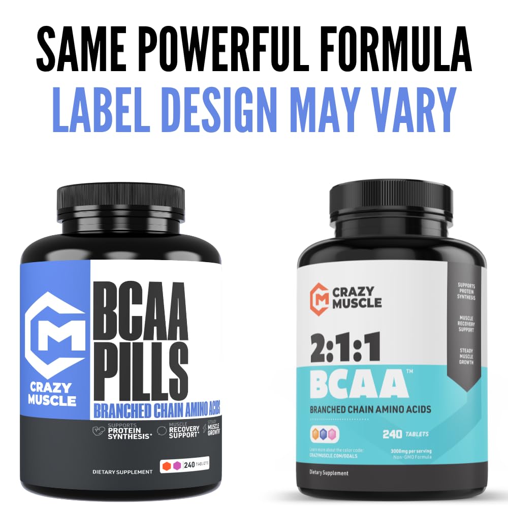 Crazy Muscle BCAA pills designed for on-the-go use.