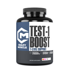 Crazy Muscle Booster bottle front view highlighting high-potency claim.