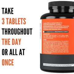 Crazy Muscle ingredient list on label highlighting vegan, gluten-free, keto-friendly attributes