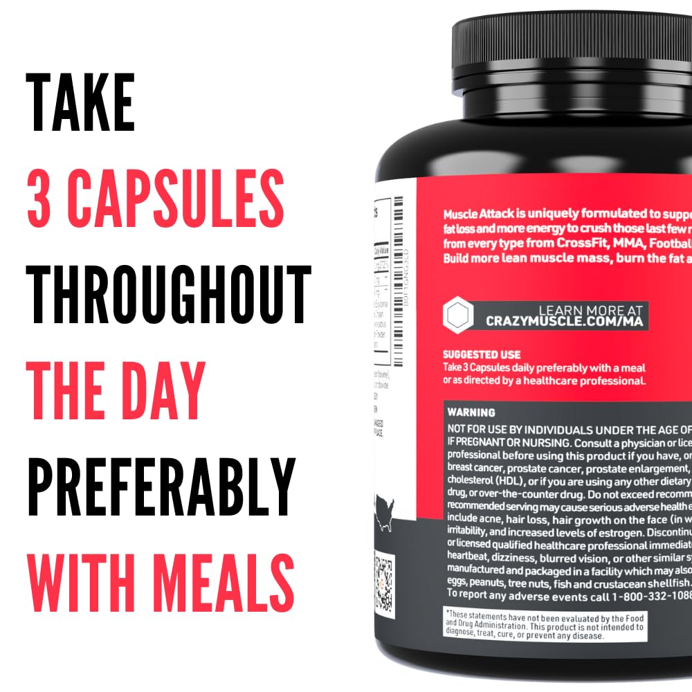 Packaging with Crazy Muscle bottle displayed beside workout gear