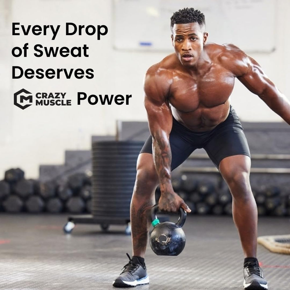Crazy Muscle three-atine powder packaging showcases premium blend.
