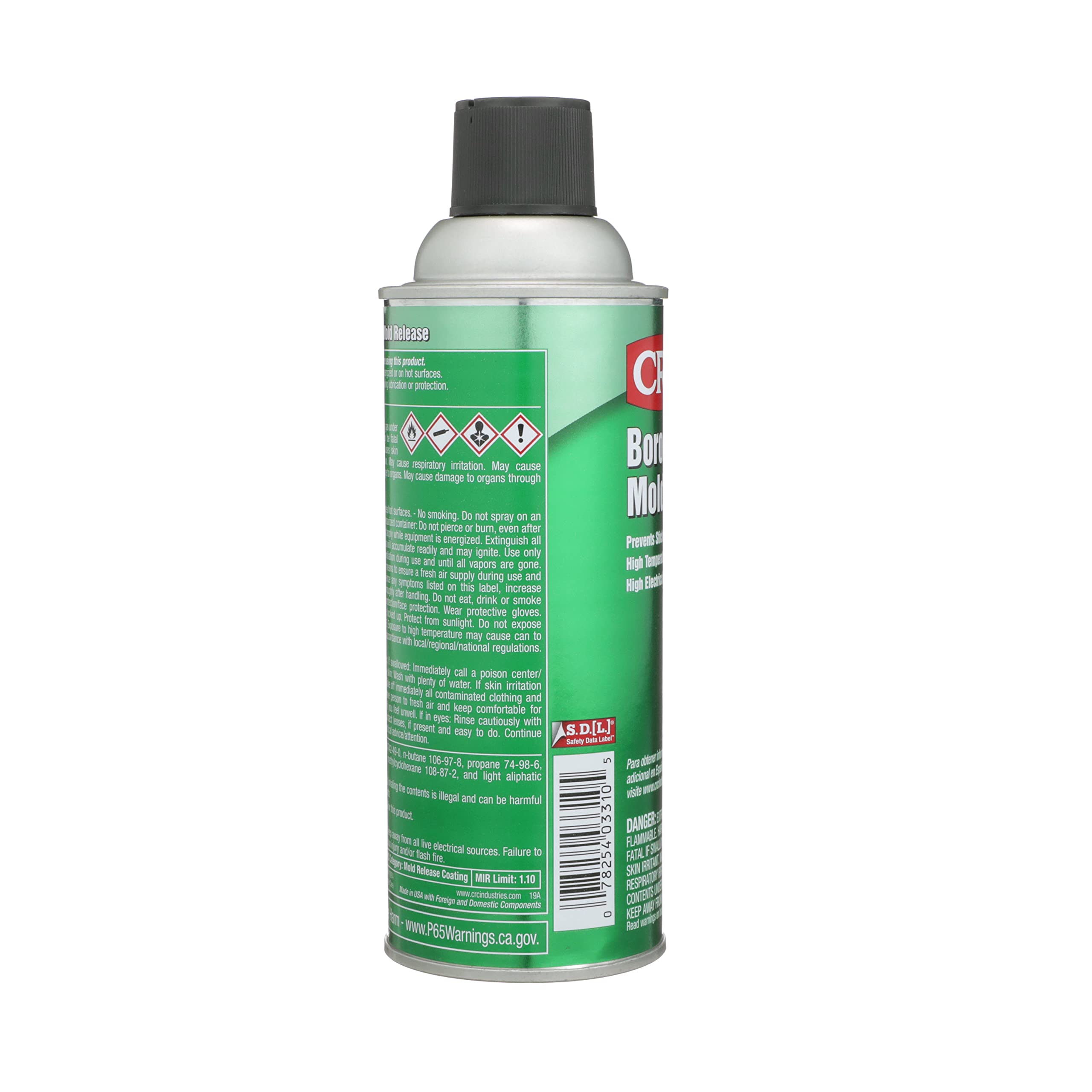 CRC boron nitride mold release protecting MIG/MAG welding nozzles from spatter.