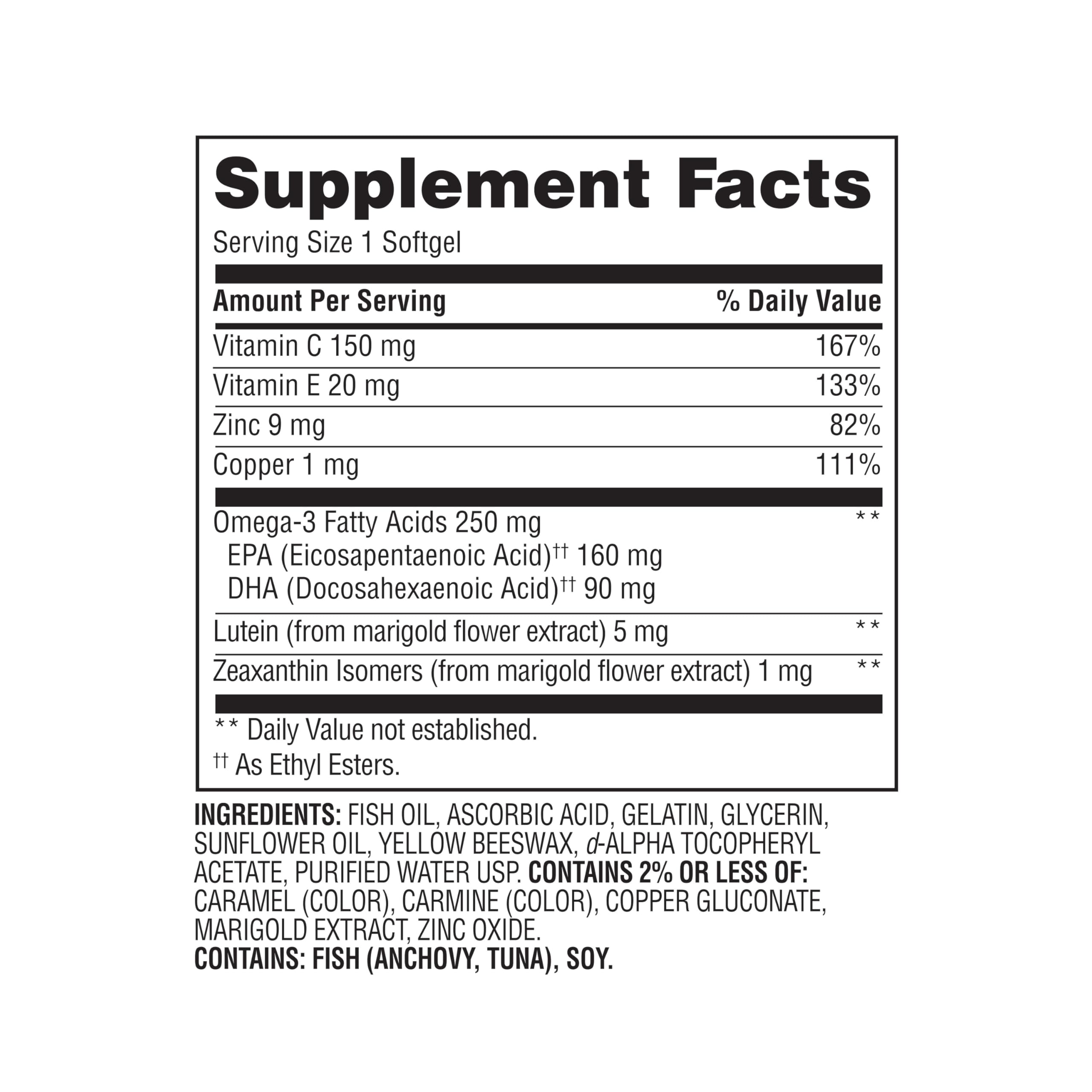 Equate Vision 50+ softgels in hand for daily routine