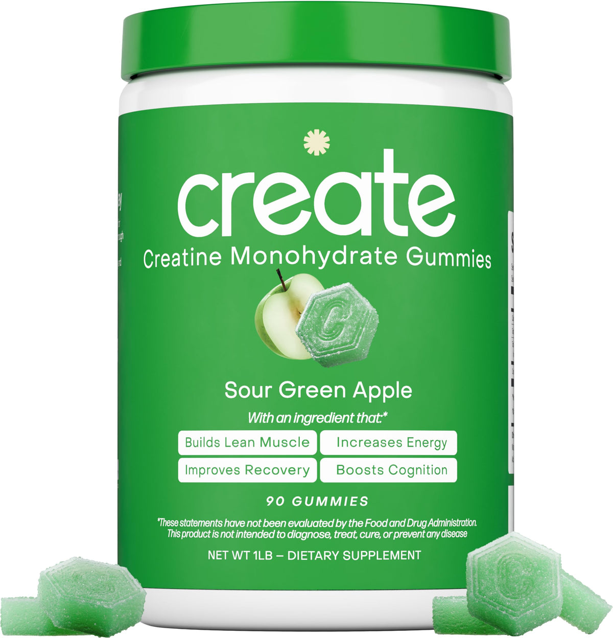 Create Creatine Monohydrate Gummies bottle showing portable athletic support